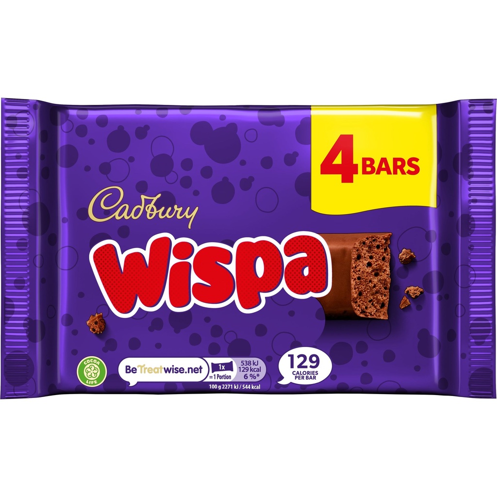 Cadbury Dairy Milk Wispa Barres de Chocolat Lot de 4