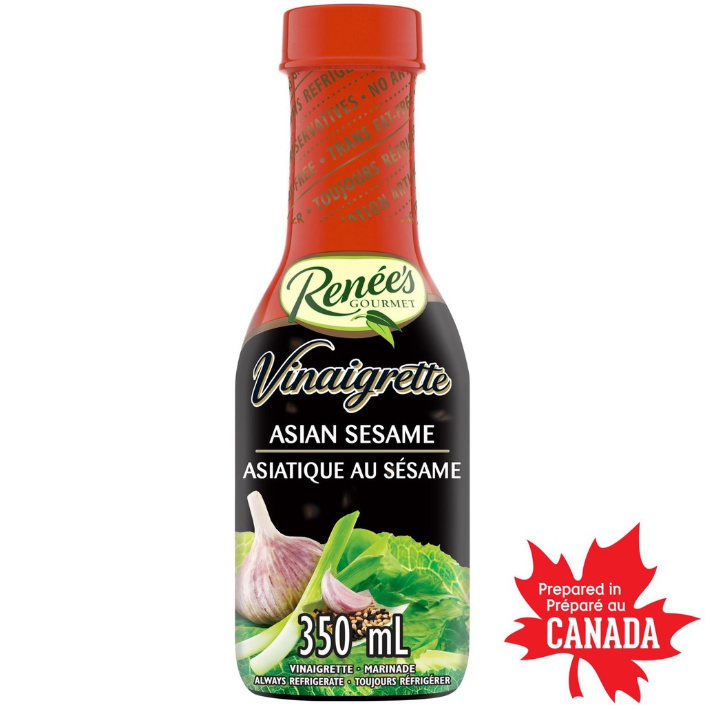 Renée's Vinaigrette Asiatique Au Sésame Une bouteille de 350 ml Vinaigrette Renée’s Asiatique au sésame