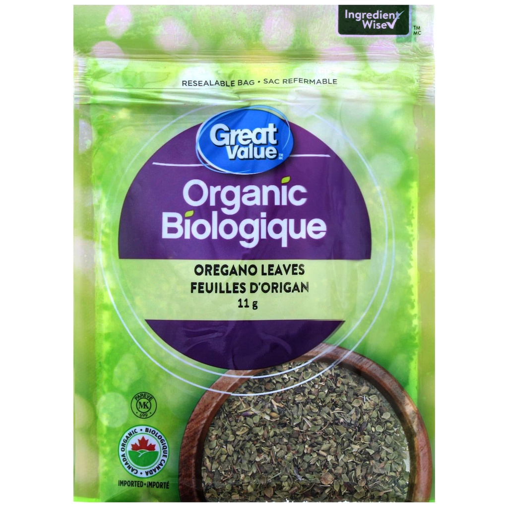 Feuilles d’origan biologique Great Value