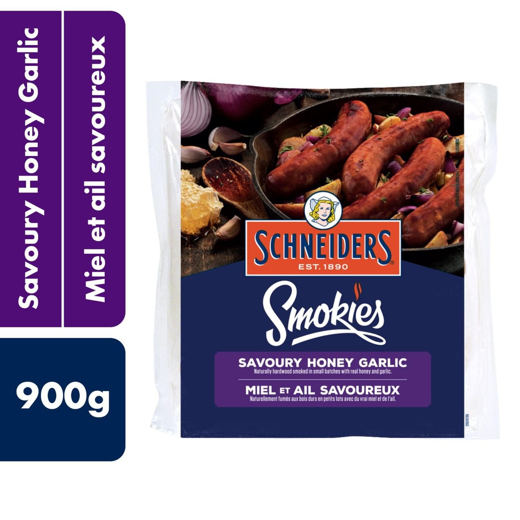 Saucisson fumé au miel et à lail Smokies Schneiders 9 Saucissons, 900 g