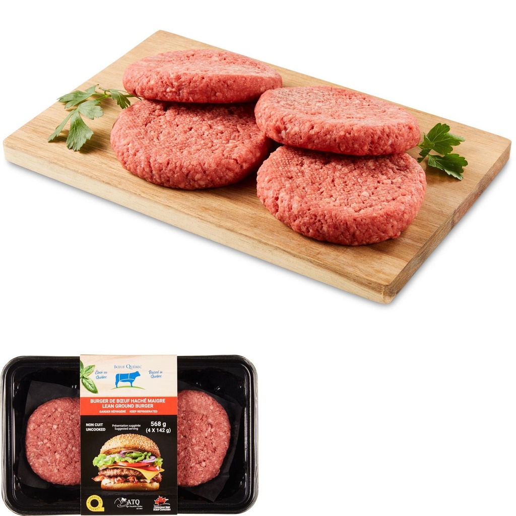 Boeuf Quebec Burgers de bœuf haché maigre Bœuf Québec 4 hamburgers, 568 g