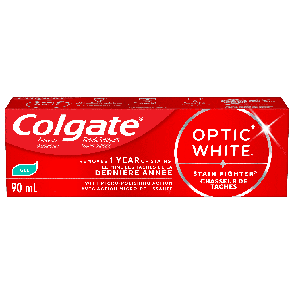Gel dentifrice Colgate Optic White Stain Fighter Menthe fraîche, 90 ml