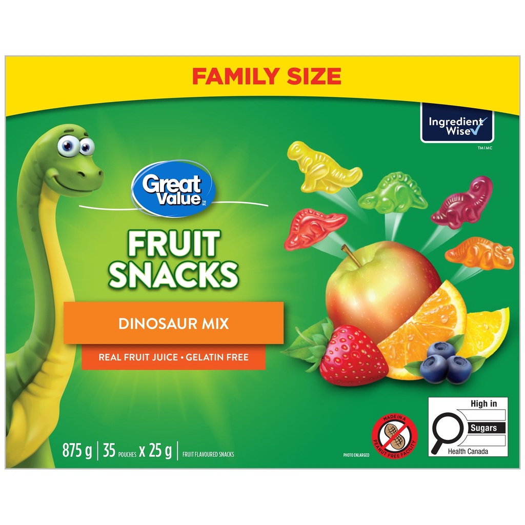 Great Value Mélange de Dinosaures Collations aux Fruits