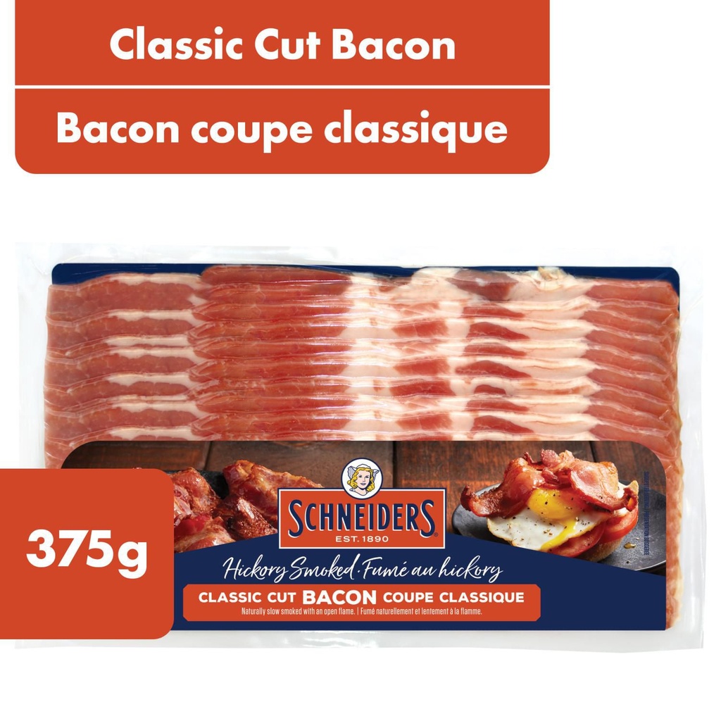 Bacon fumé au hickory coupe classique Schneiders 375 g
