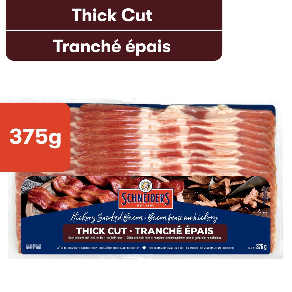 Bacon fumé double en tranches épaisses Schneiders 375g