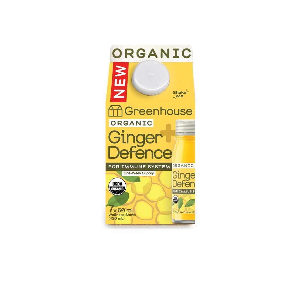 Ginger Defence biologique Greenhouse pour immunité et bien-être 7 x 60 mL