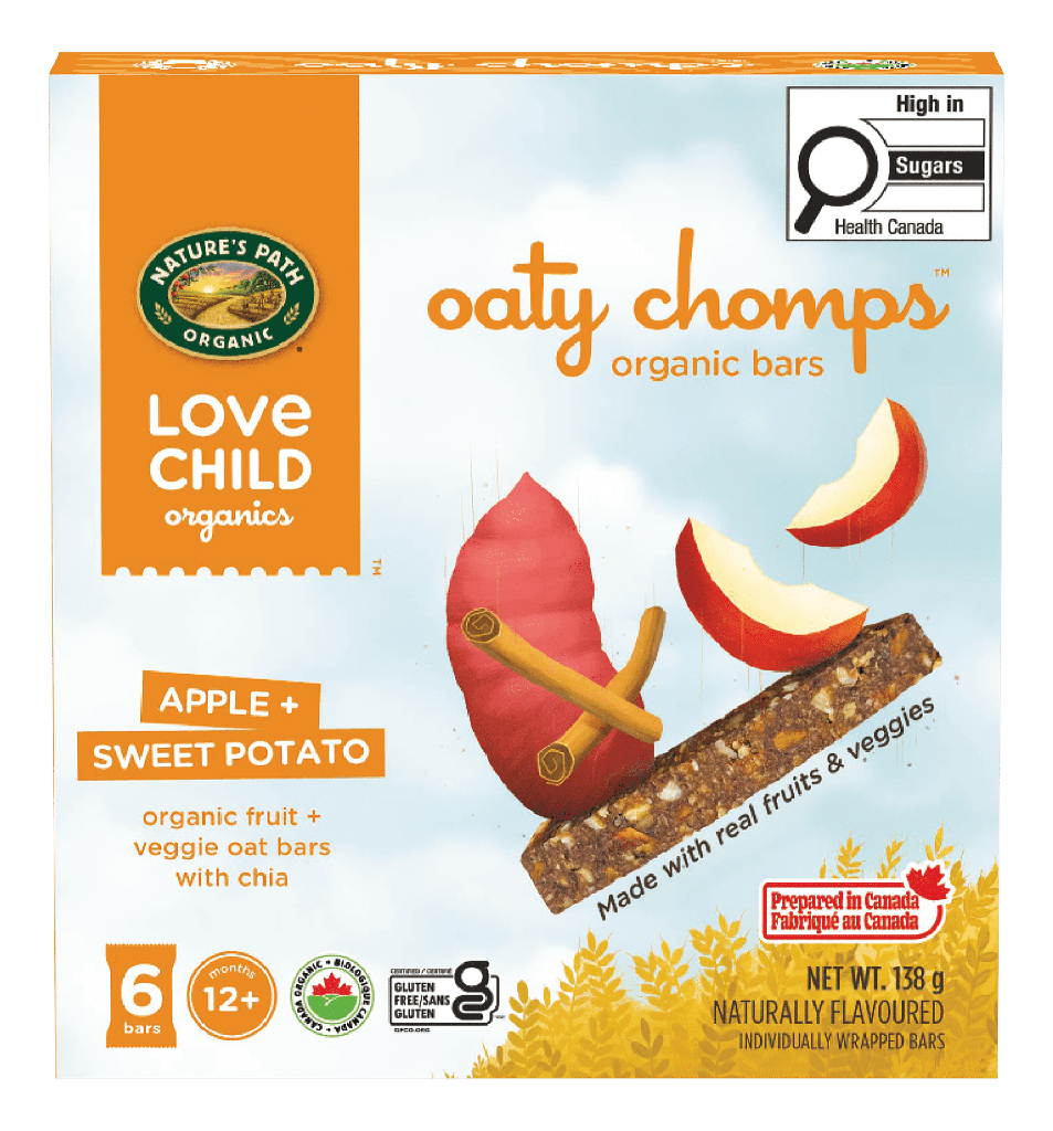 Love Child Organics Pomme et Patate Douce Oaty Chomps Barres Végétales