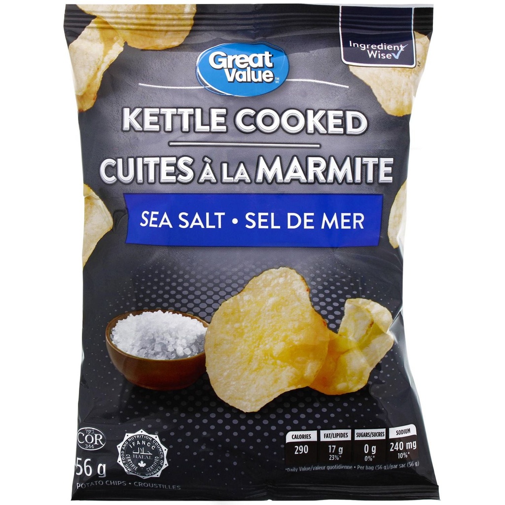 Croustilles au sel de mer cuites à la marmite Great Value