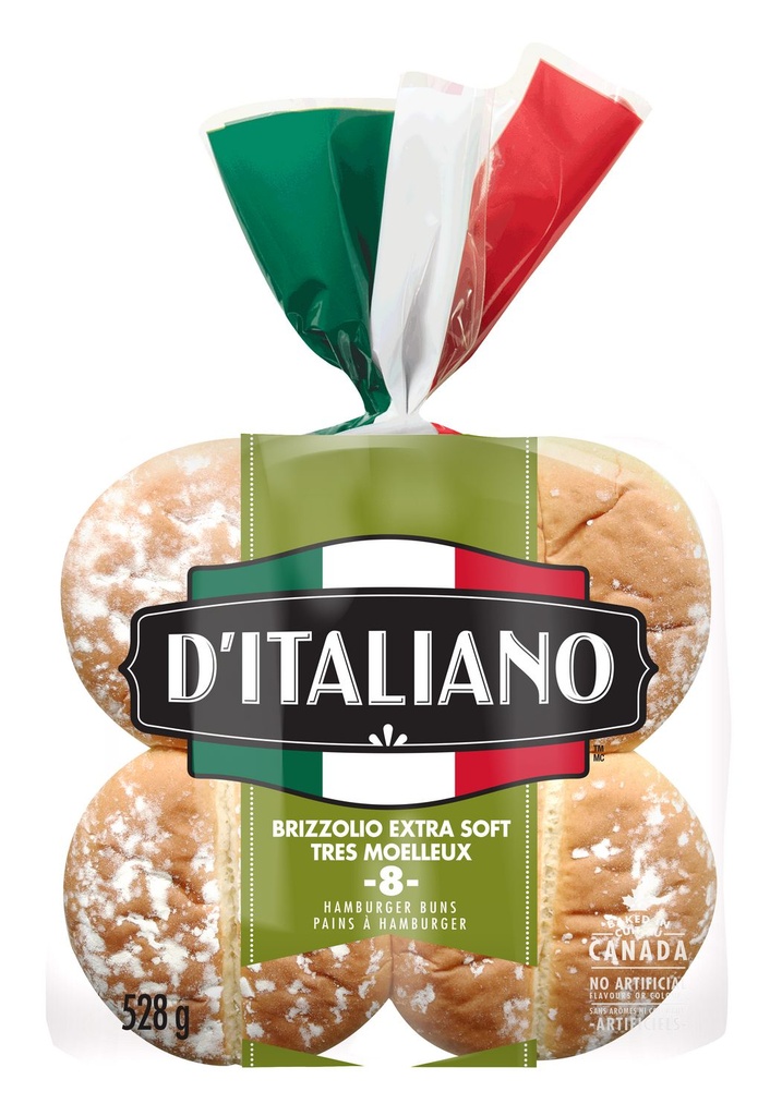 D'Italiano Petits pains moelleux Brizzolio, Sans arômes ni colorants artificiels, Paquet de 8, 528 g
