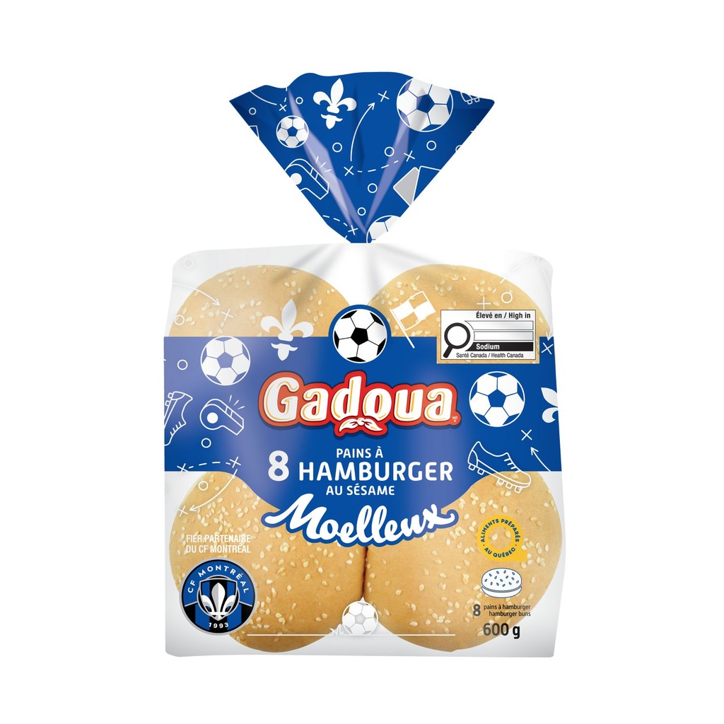 Gadoua Pains à hamburger au sésame, Paquet de 8, 600 g