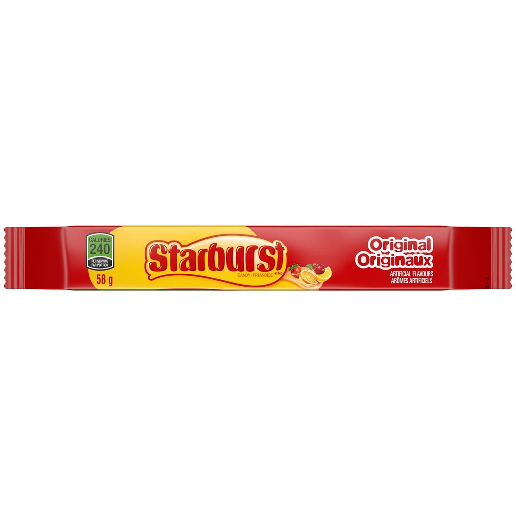 Bonbons à mâcher fruités Starburst Originaux, aromatisés aux fruits, format individuel, 58 g