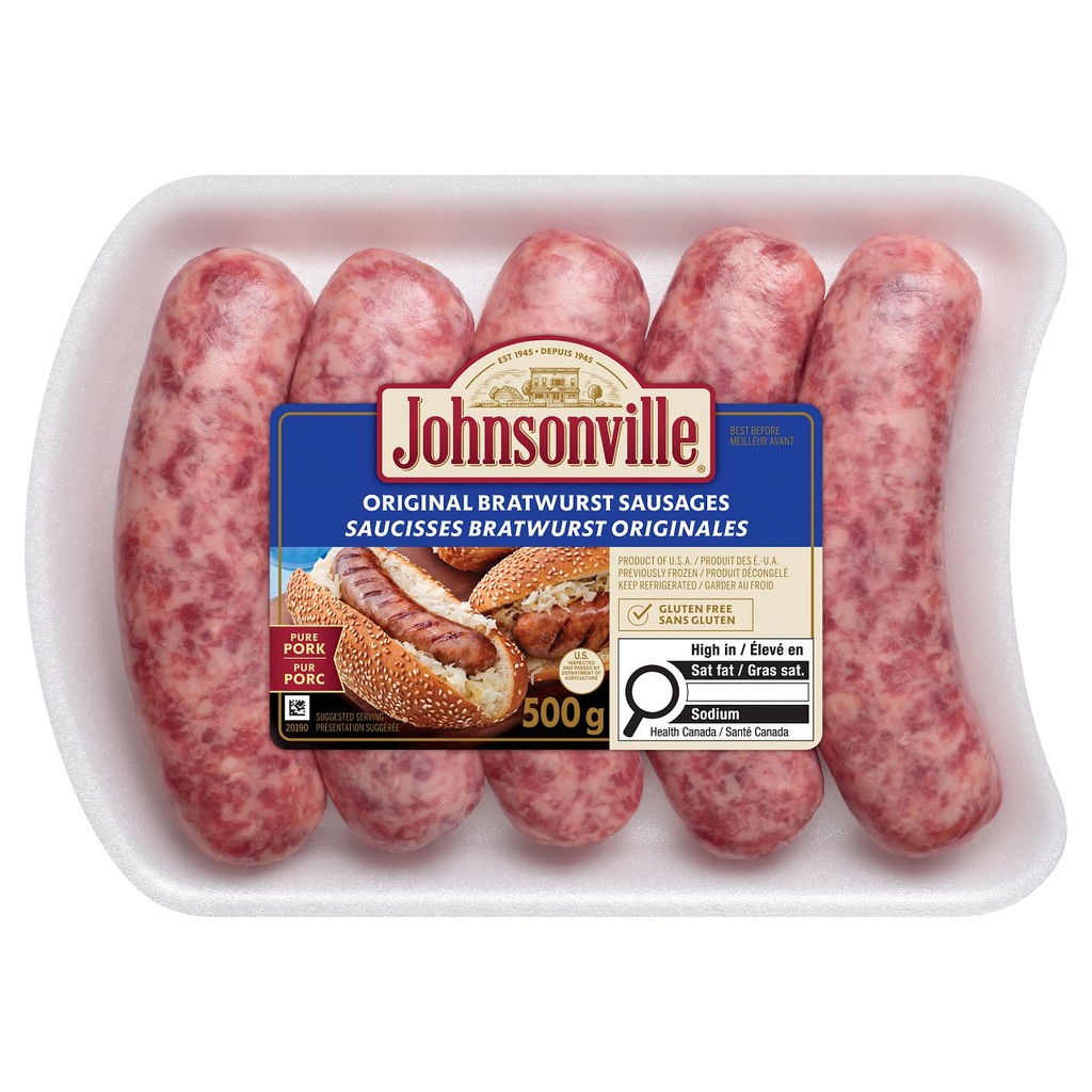 Saucisse à dîner Bratwurst originale Johnsonville JVL Sauc Brat orig (5) 500g