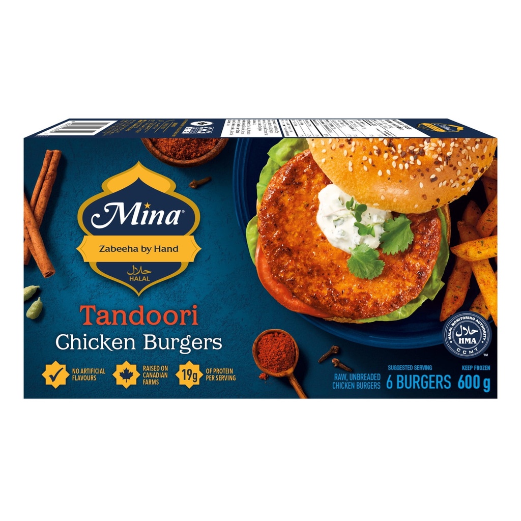 Burgers de poulet tandoori halal Mina 600g