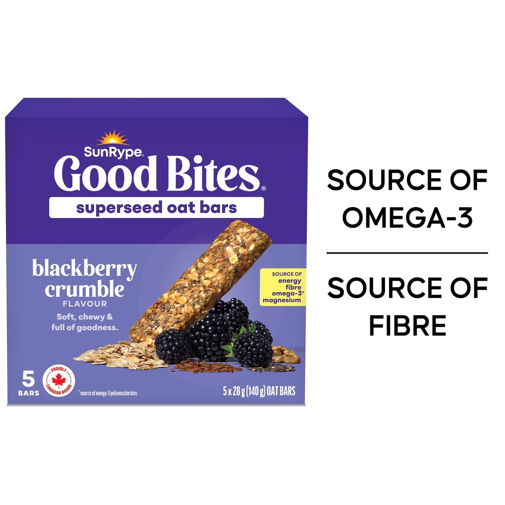 SunRype Good Bites barres aux supergraines et avoine croustade aux mûres, 5 x 28g