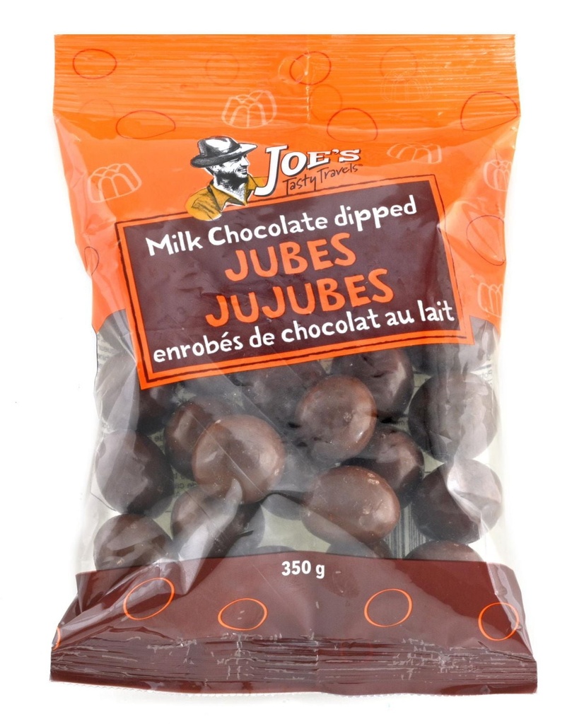 Jujubes trempés dans du hocolat au lait