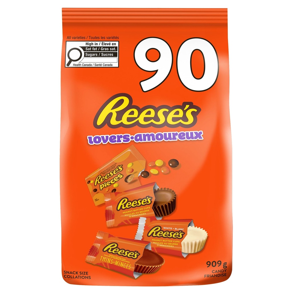Sac assorti Amoureux de REESES, format collation, de 90 unités, 909 g, Reese’s miniatures, REESE'S Minces et REESE'S Pieces