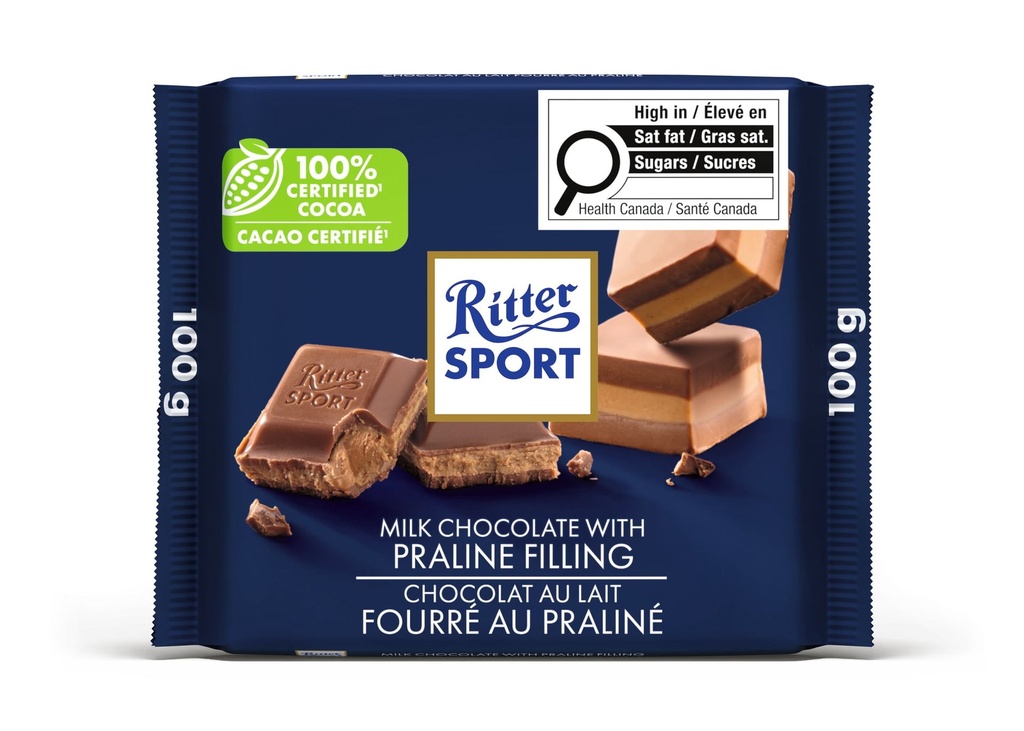 Chocolat au lait Ritter Sport avec praliné