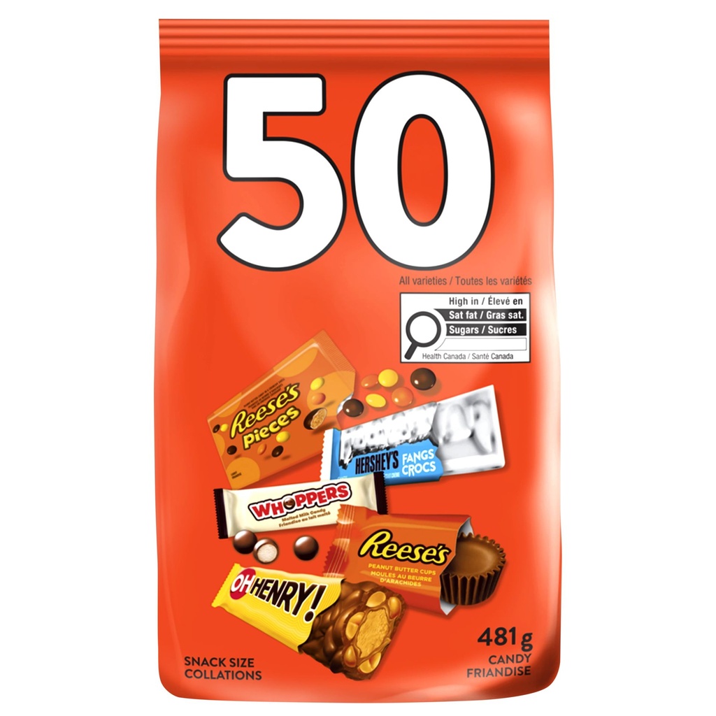 Hershey's 50 Unités de Chocolats Assortis Format Collation, 481 g