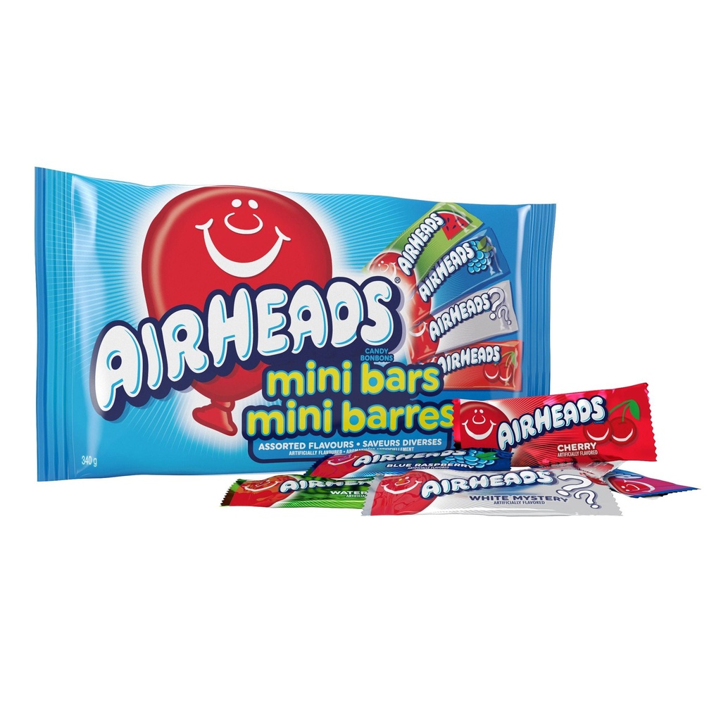 Airheads, Sac de Mini Barres assorties, emballage individuel, 340g