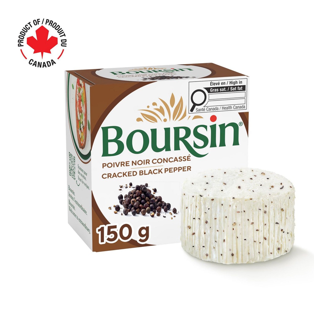 Boursin Poivre Noir Concassé, fromage à tartiner 150g