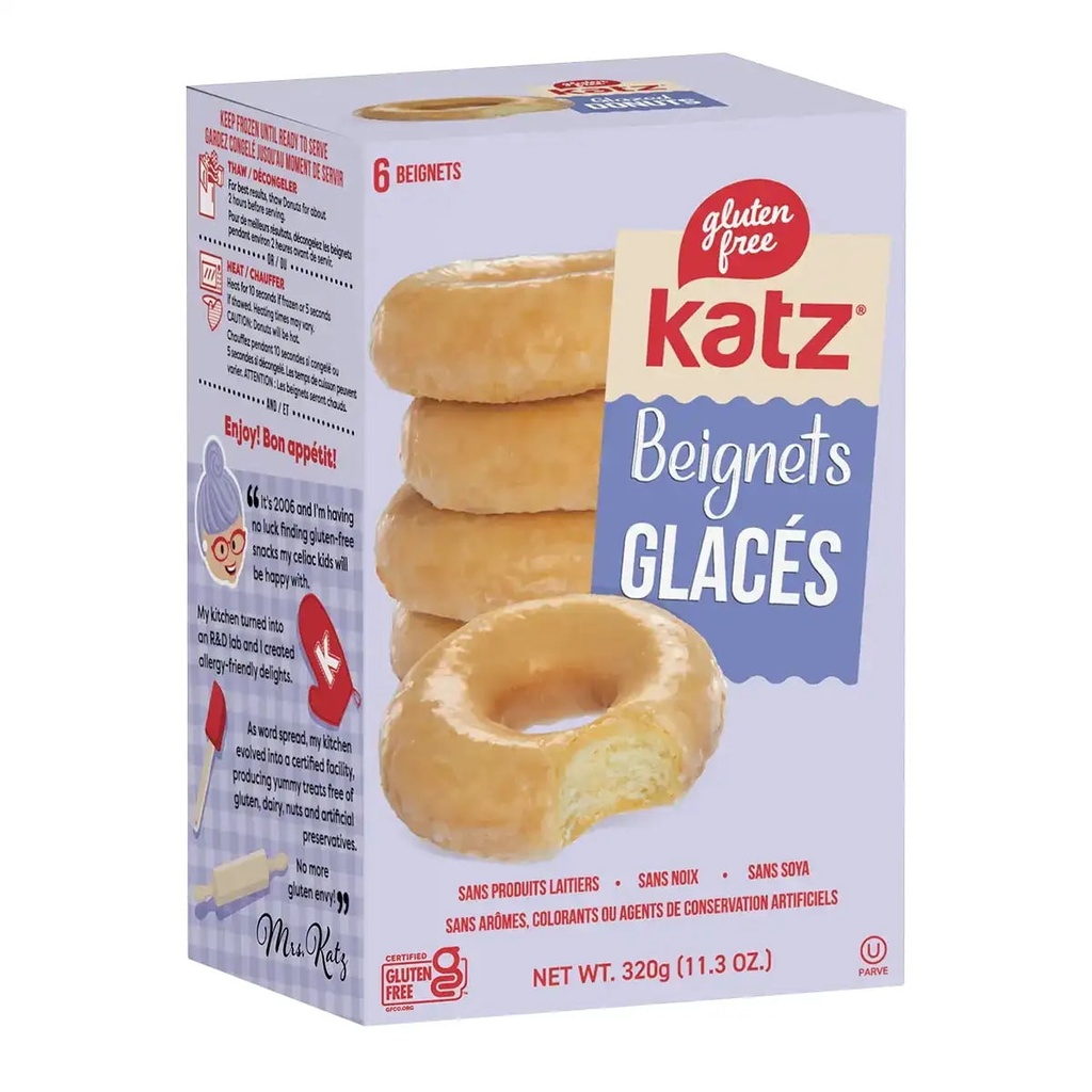 Beignes glacés sans gluten Katz, 320 g Katz Trous de beigne glacés 6/171 g