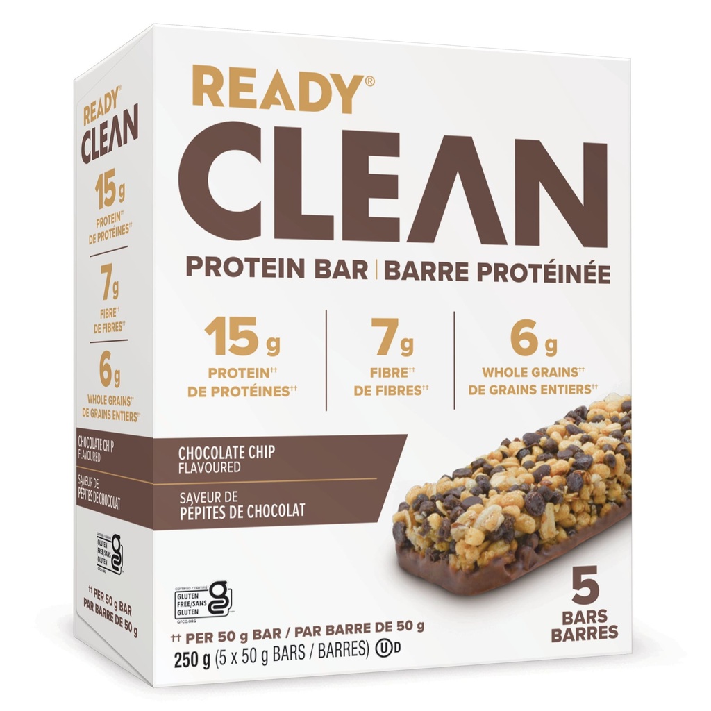 Ready Bar, 15g Barres Proteine Pépites de Chocolat 52g x 5 unités