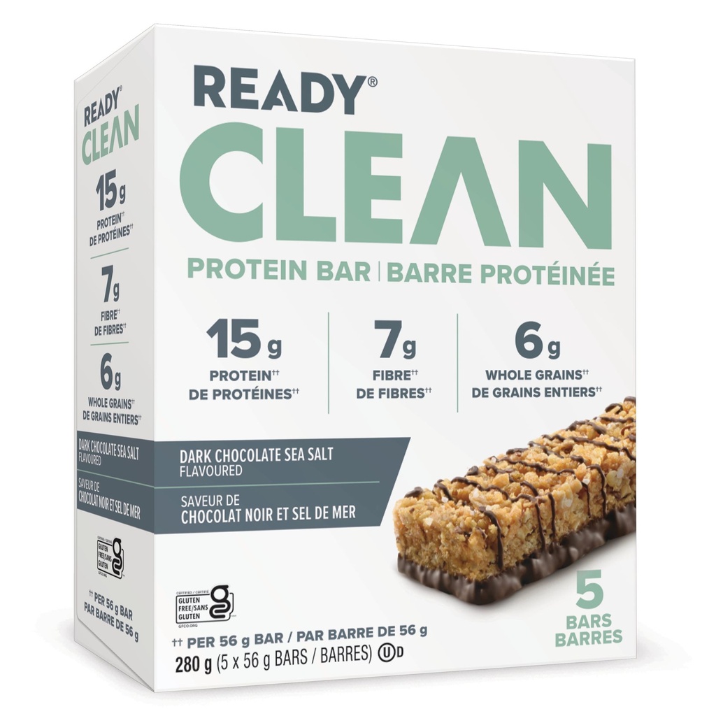 Ready Bar, 15g Barres Proteine Chocolat Noir et Sel de Mer 52g x 5 unités