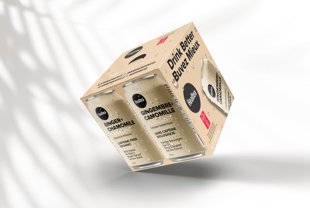 Healtea/Gingembre Camomille/Breuvage Pétillant Sans Caféine/4pack/4x355ml