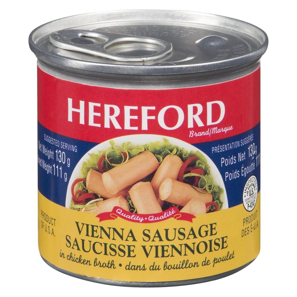 Saucisses viennoises dans du bouillon de poulet d'Hereford