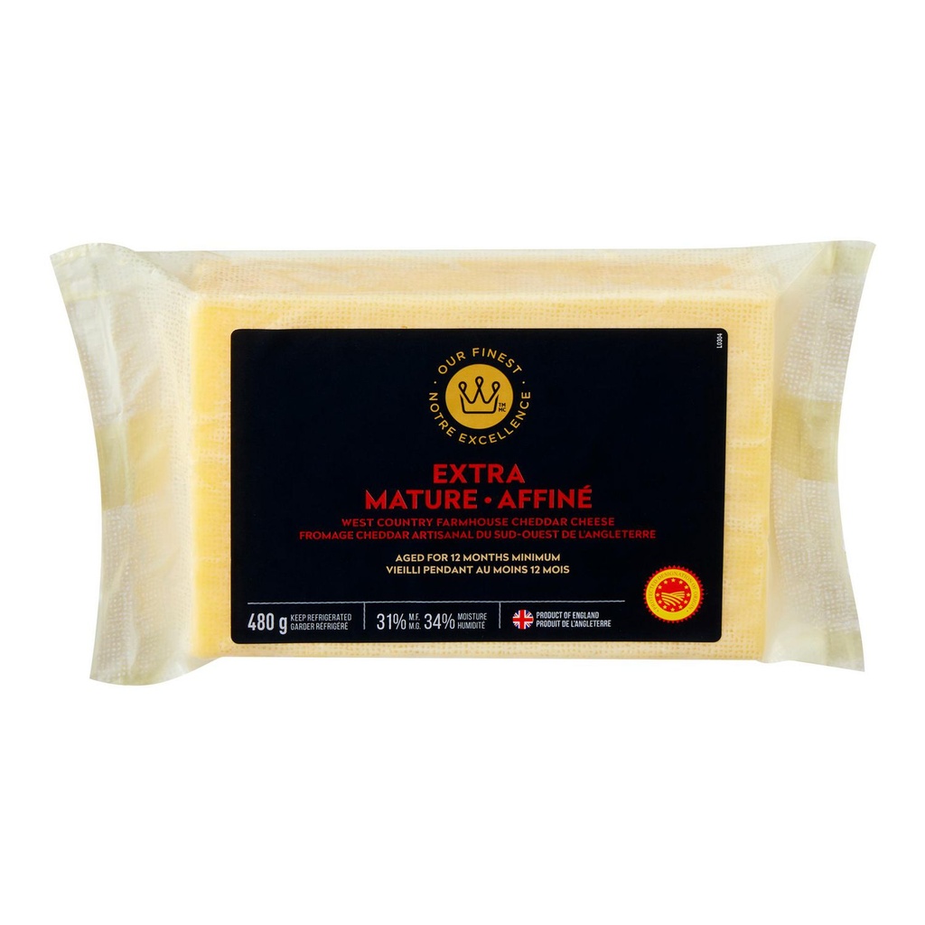 Fromage cheddar extra affiné artisanal du sud-ouest de l’Angleterre Notre Excellence, 480 g
