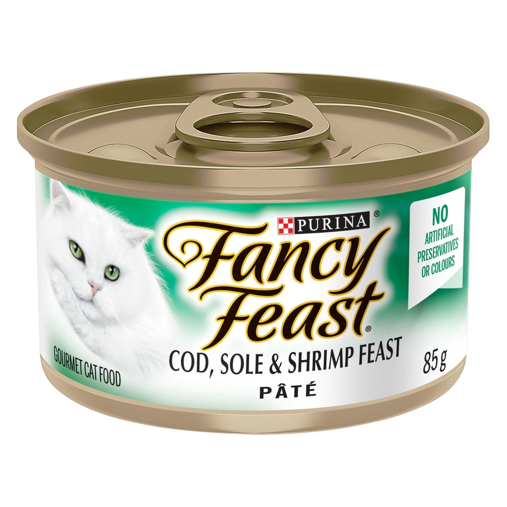 Fancy Feast Pate Festin de Morue de Sole et de Crevettes Nourriture pour Chats