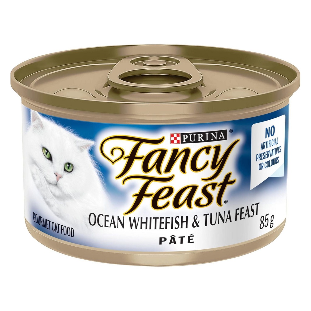 Purina Fancy Feast Pate Festin de Poisson Blanc et de Thon Nourriture pour Chats 85g