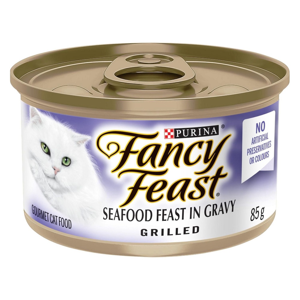 Purina Fancy Feast Grillé Festin de Fruits de Mer en Sauce, Nourriture Humide pour Chats 85g