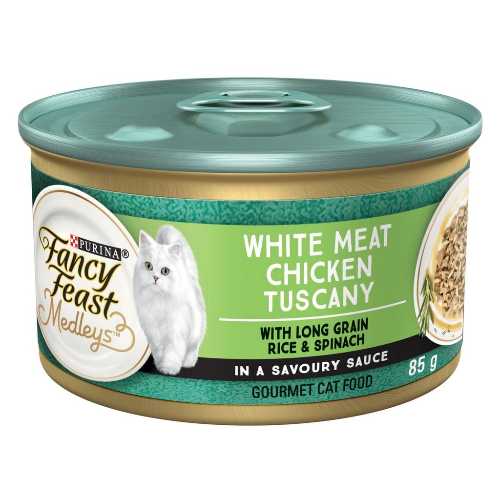 Fancy Feast Medleys Blanc de Poulet à la Toscane dans une Sauce Savoureuse, Nourriture Humide pour Chats 85 g