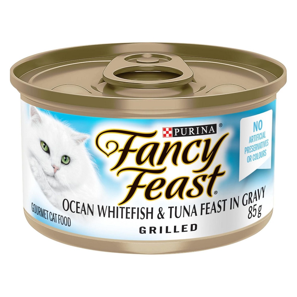 Fancy Feast Festin de Poisson Blanc et de Thon Grille en Sauce Nourriture pour Chats