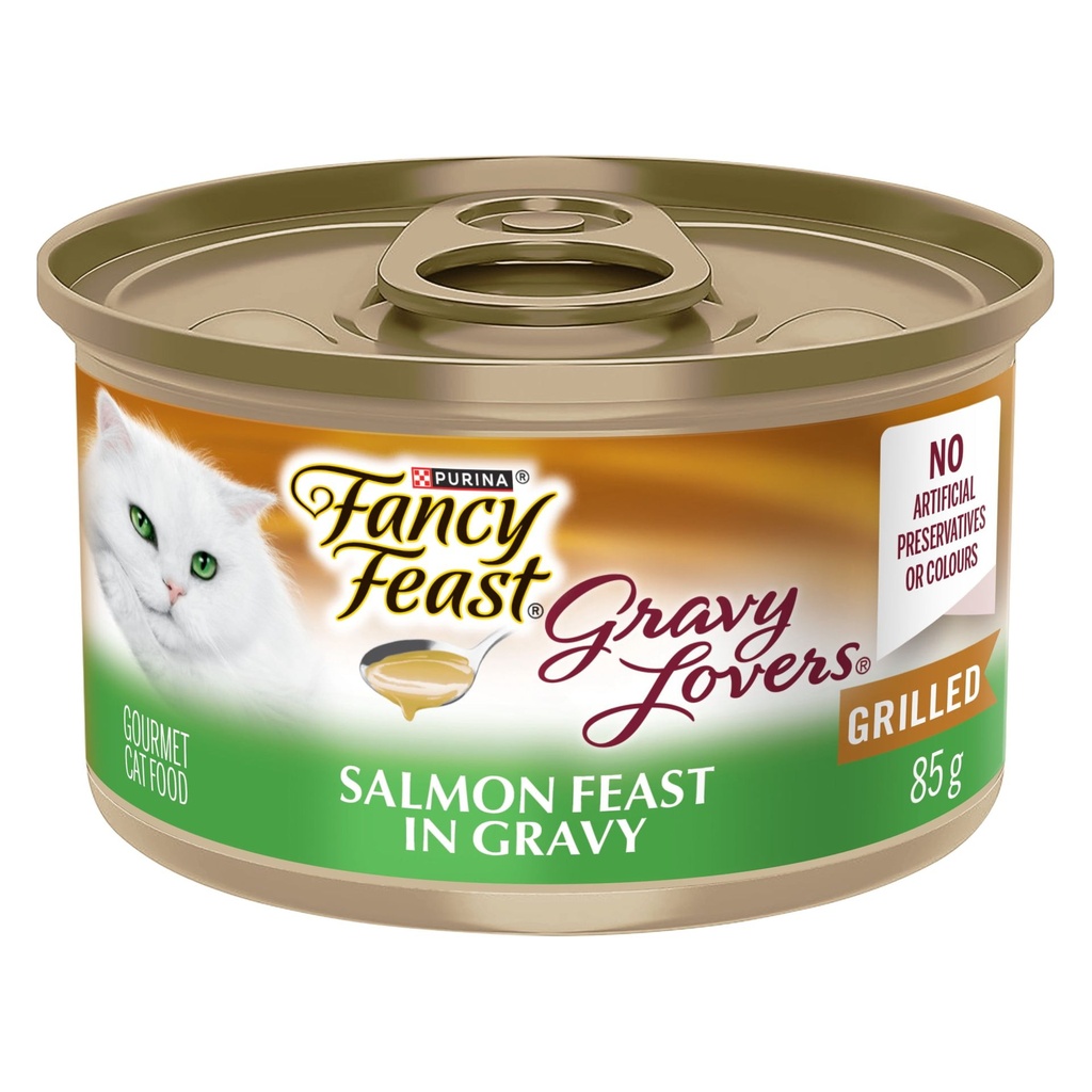 Fancy Feast Plats en Sauce Festin au Saumon dans une Sauce à Saveur de Saumon Grillé Nourriture pour Chats