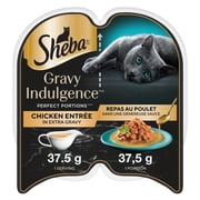 Nourriture humide pour chats adultes SHEBA GRAVY INDULGENCE PERFECT PORTIONS repas au poulet dans une généreuse sauce
