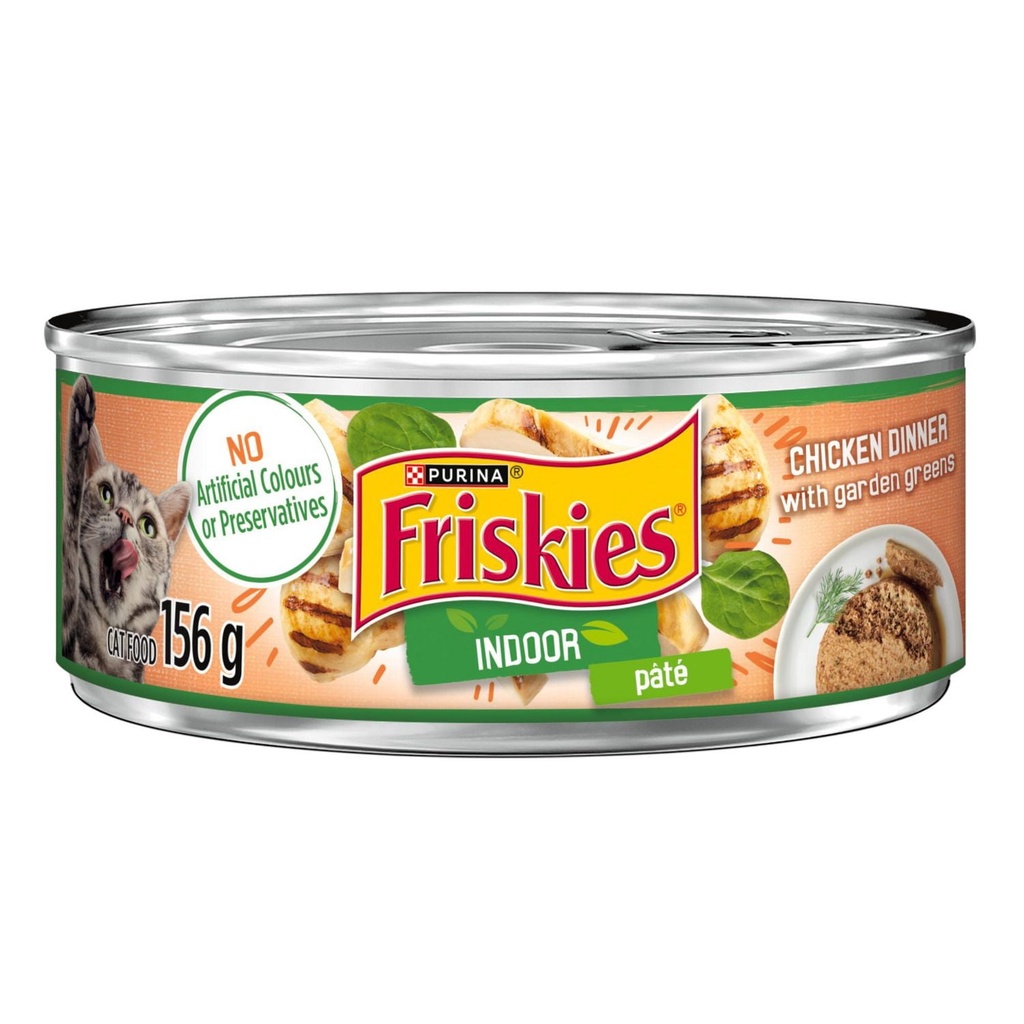 Purina Friskies Pate de Poulet Classique avec Légumes du Jardin Nourriture pour Chats d'Interieur 156g