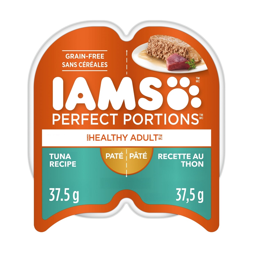 Nourriture humide sans céréales pour chats IAMS PERFECT PORTIONS Healthy Adult Pâté recette au thon