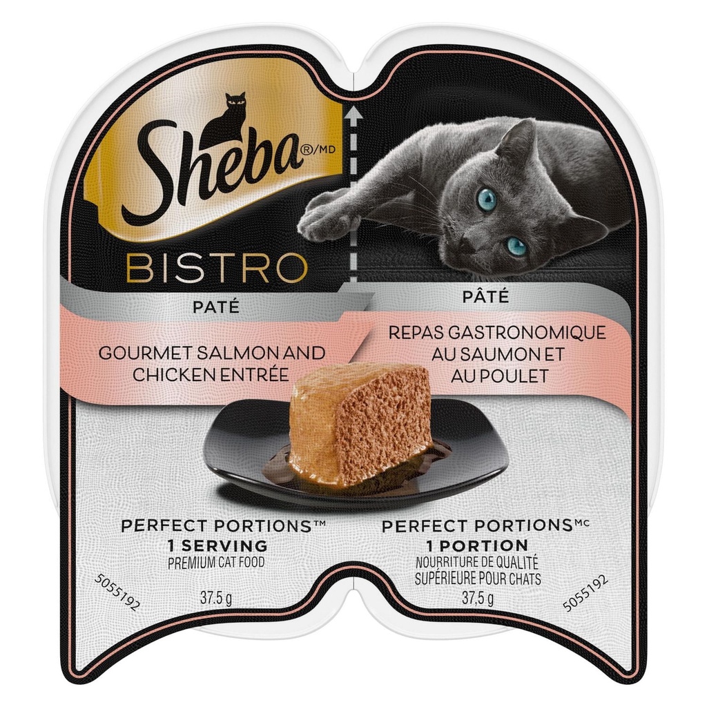 Nourriture humide pour chats adultes SHEBA BISTRO PERFECT PORTIONS pâté – repas gastronomique au saumon et au poulet