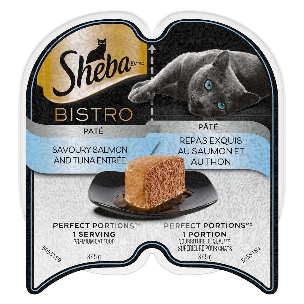 Nourriture humide pour chats adultes SHEBA BISTRO PERFECT PORTIONS pâté – repas exquis au saumon et au thon