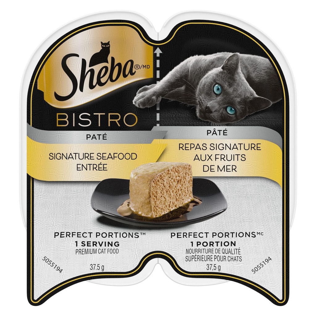 Nourriture humide pour chats adultes SHEBA BISTRO PERFECT PORTIONS pâté – repas signature aux fruits de mer