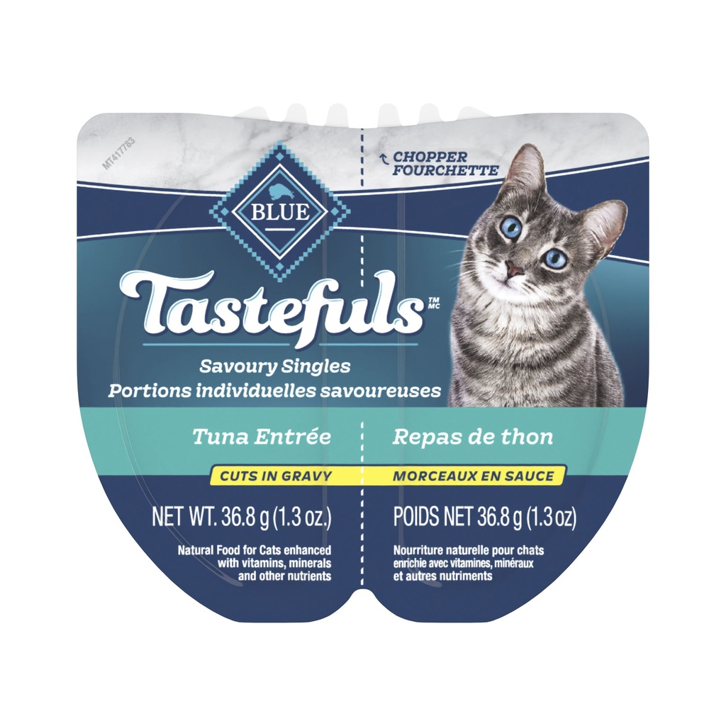 Blue Buffalo Tastefuls Portions Individuelles Savoureuses Repas de Thon Morceaux en Sauce 85g