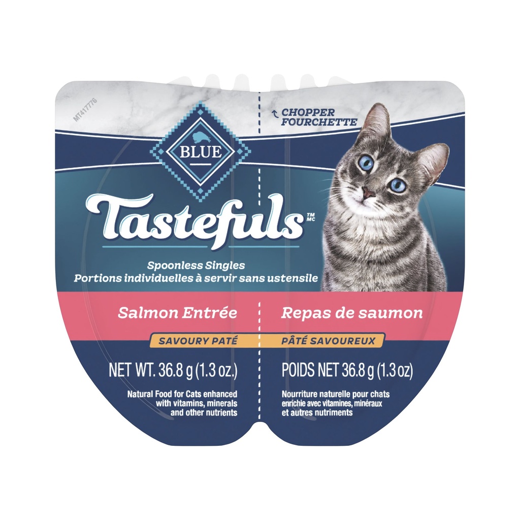 Blue Buffalo Tastefuls Portions Individuelles à Servir Sans Ustensile Pate au Saumon Nourriture Humide pour Chats Adultes 85g
