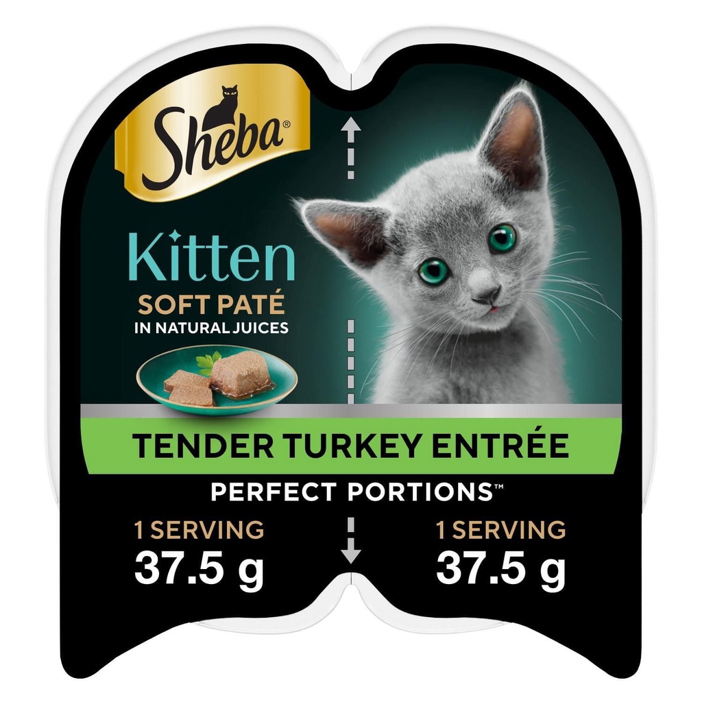 Repas tendre à la dinde pour chatons SHEBA PERFECT PORTIONS pâté tendre