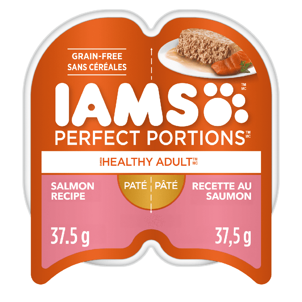 Nourriture humide sans céréales pour chats IAMS Perfect Portions Healthy Adult Pâté recette au saumon