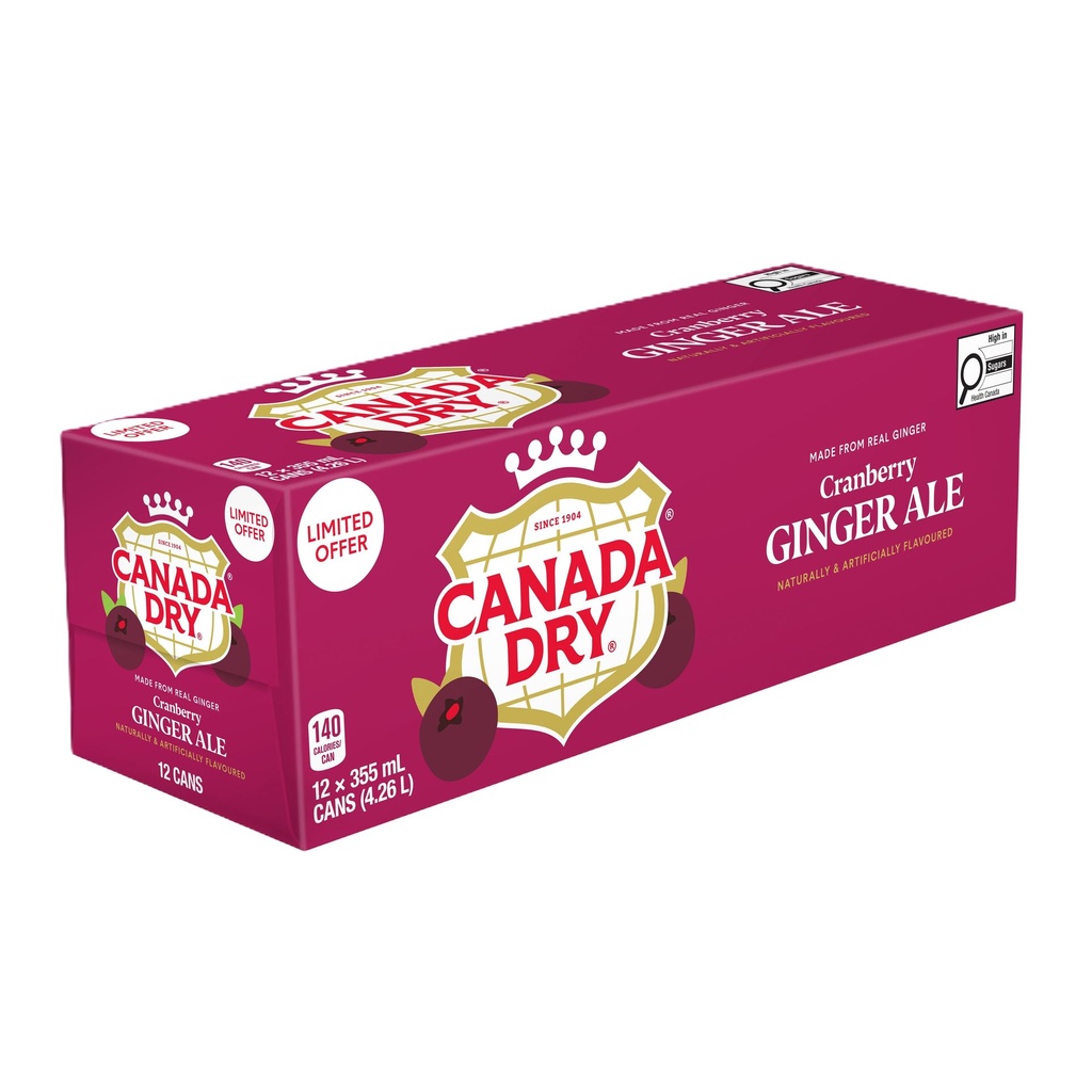 Canada Dry Ginger Ale à la Canneberge 12X355ML