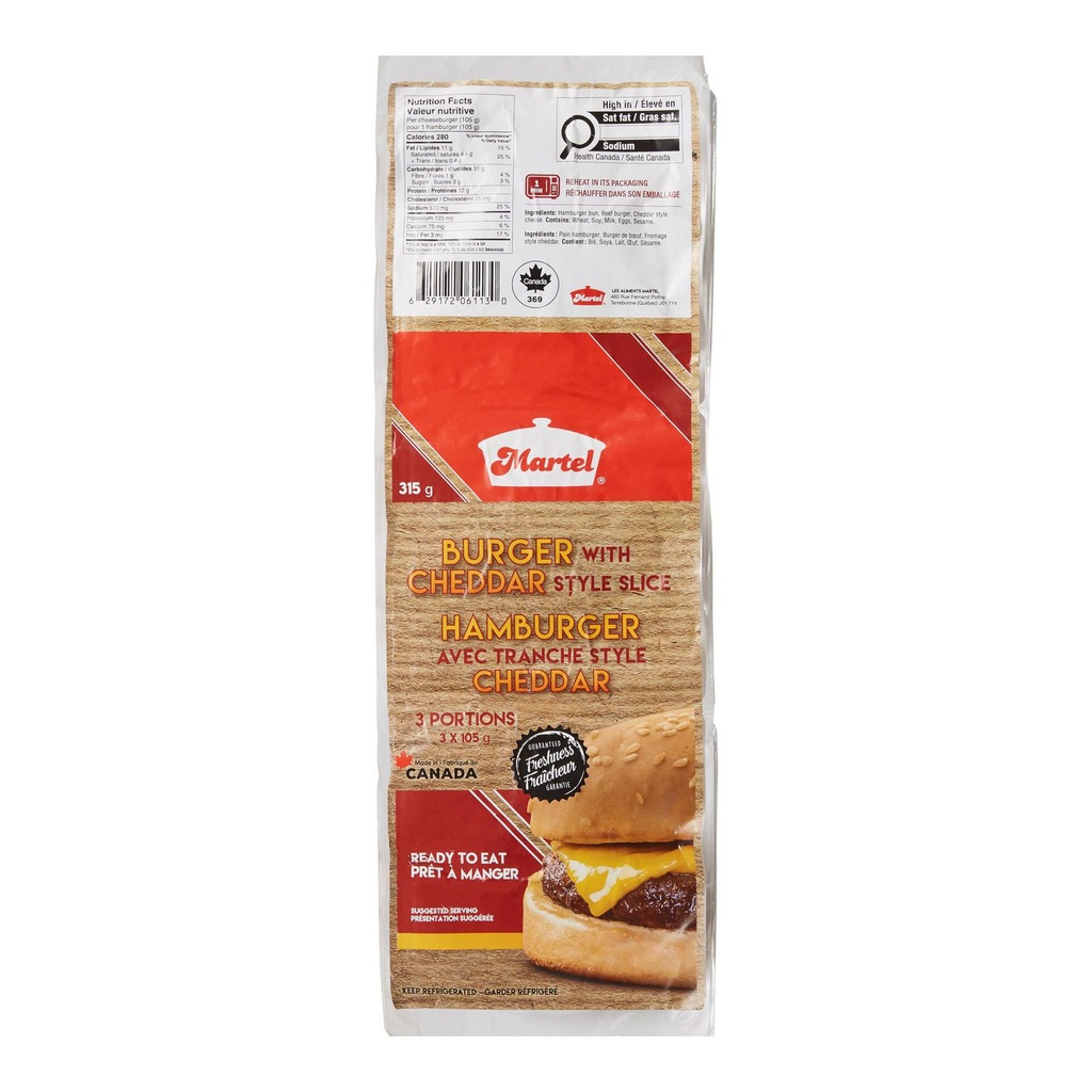 Burgers au fromage style cheddar Martel (paquet de 3)