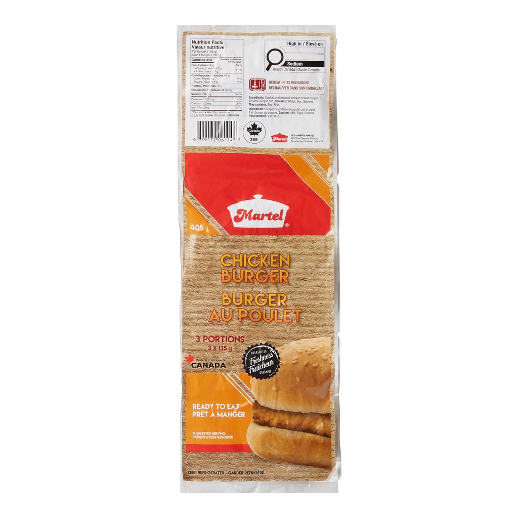 Burgers de poulet Martel (paquet de 3)