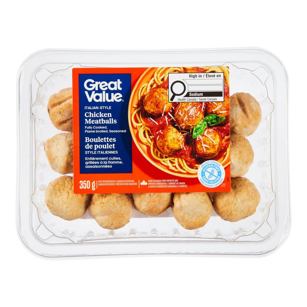 Boulettes de poulet de style italien Great Value, 350 g